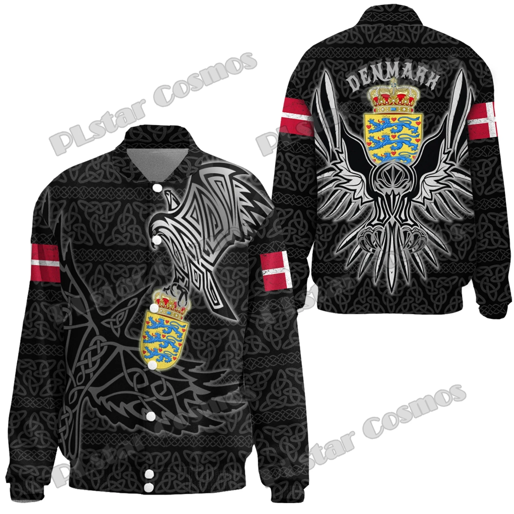 The Raven Of Odin Tattoo Denmark 3D Printed Fashion Men's Thicken Stand-Collar Jacket Unisex Casual Winter Baseball Jacket FX52