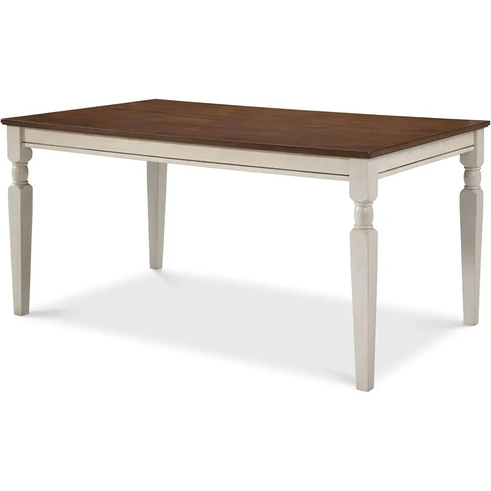 Two-Tone 60 Rustic Farmhouse Dining Table with Turned Legs, White