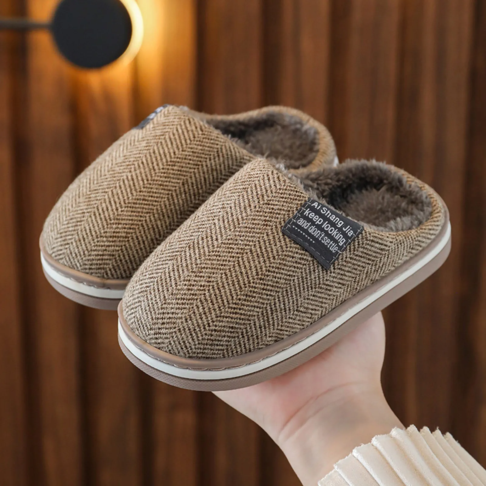 Kids Warm Slippers Shoes Fashion Flat Home Cotton Slippers For Girl Boy Classic Comfortable Soft Bottom Indoor Non-slip Slippers