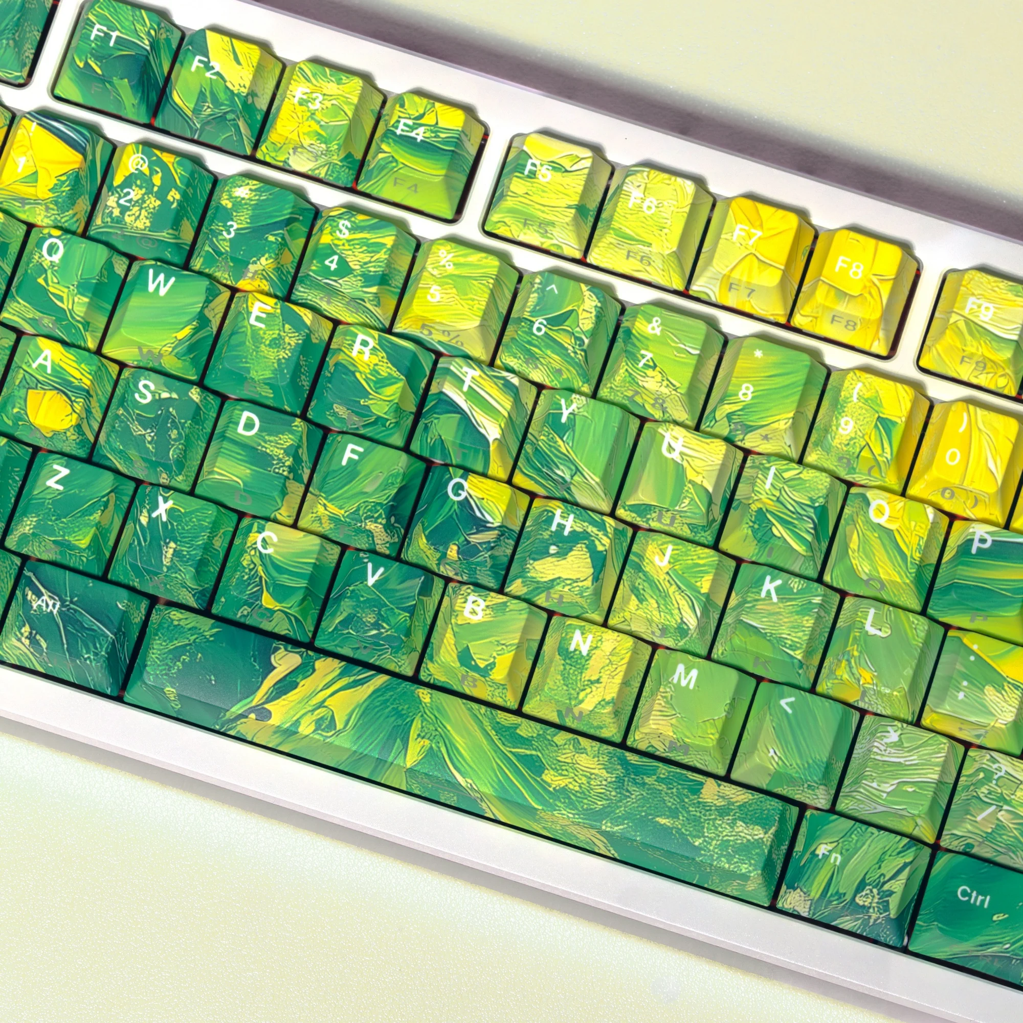 PBT Cherry Keycaps Oil Painting Multicolor ISO German French Spanish Korean Keycap Custom For Gaming Mechanical Keyboard Hi98