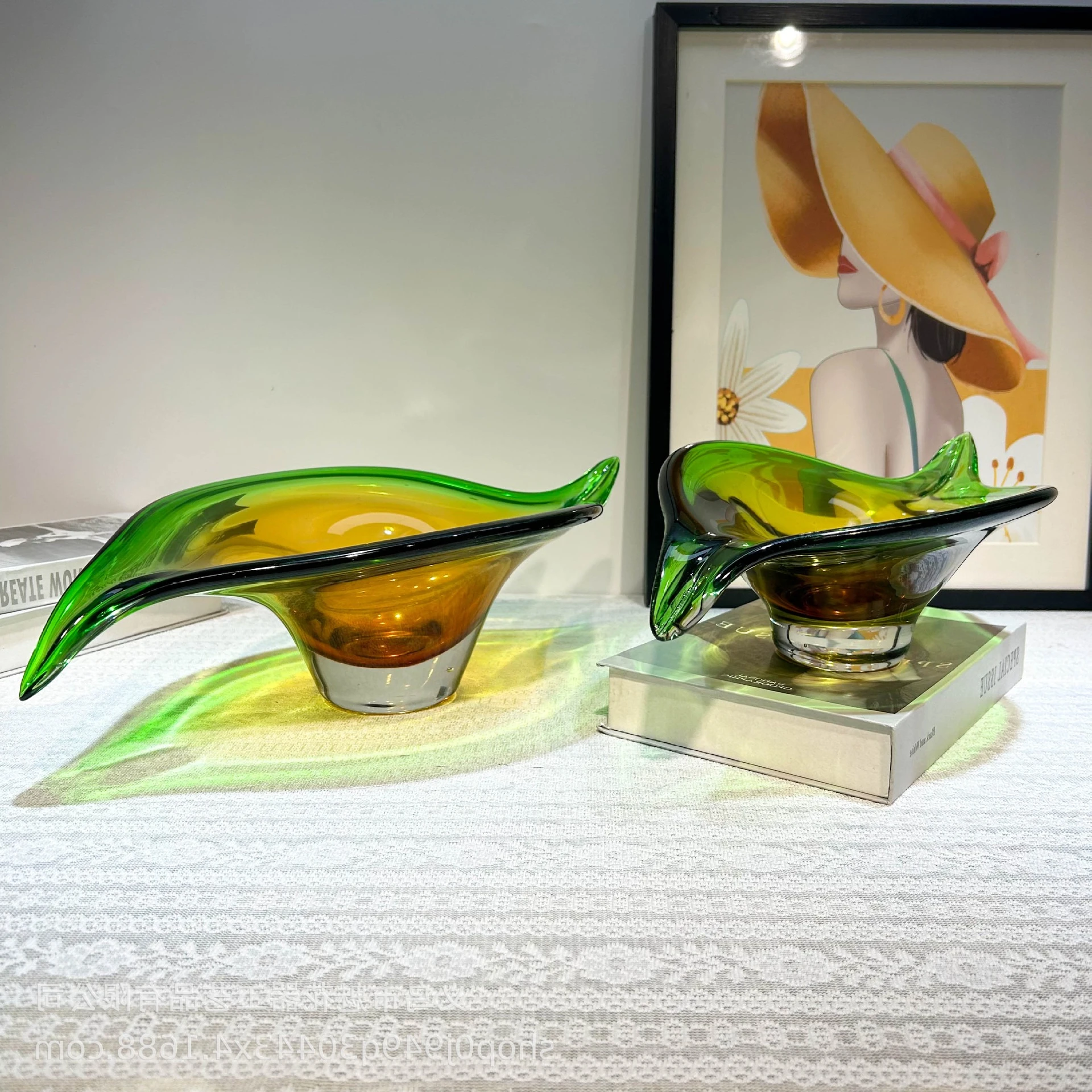 Glass Trays Gradually Changing Fruit Bowls Desktop Storage Containers Trays Decorative Trinket Dish Snack Plate Home Decoration