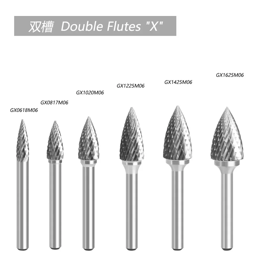 Carbide Rotary File Engraving Milling Head Single and Double Groove Wood Carving Grinding Head Hand Tool Accessories Burr Bit