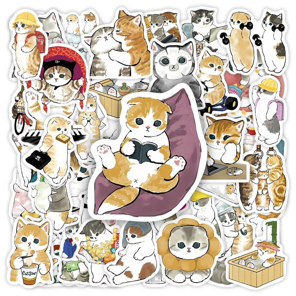 Kawaii Cute acquerello Cat Stickers estetica divertente giocattolo fai da te regalo decalcomania decorativa per telefono bagagli Laptop Scrapbook