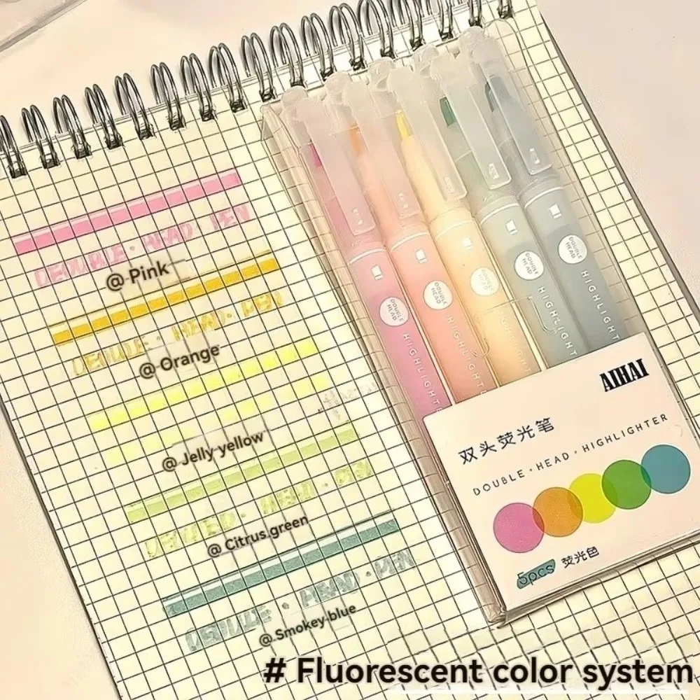 

5 Colors/Set Double Unique Window Tip Highlighter Pen Pastel Color Double Head Fluorescent Pen DIY Scrapbook Stationery Supplies