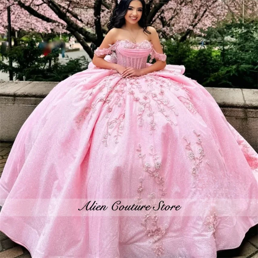 Sky Blue Ball Gown Quinceanera Dresses Pearls Flowers Beaded Appliques Sweet 16 Dress Vestidos De 15 Años 2025 Customized image 5