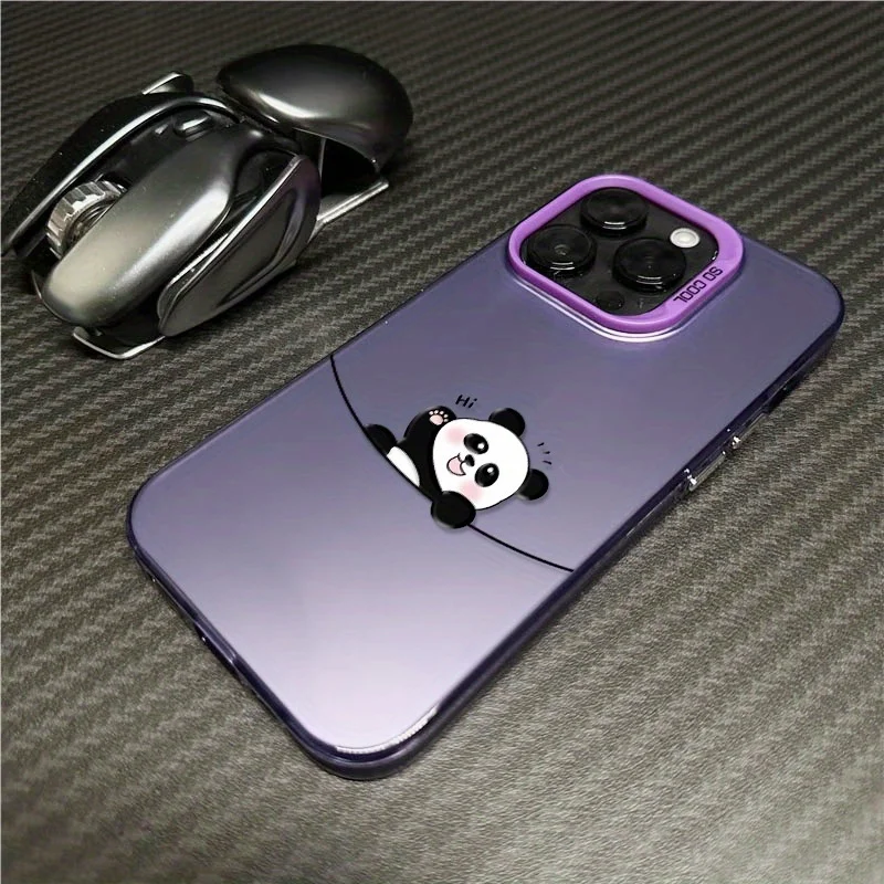 

Welcome Panda six-color matte silver phone case, suitable for iPhone 16e, 15, 14, 13, 12, 11, 8, 7 XR Plus Pro Pro Max SE