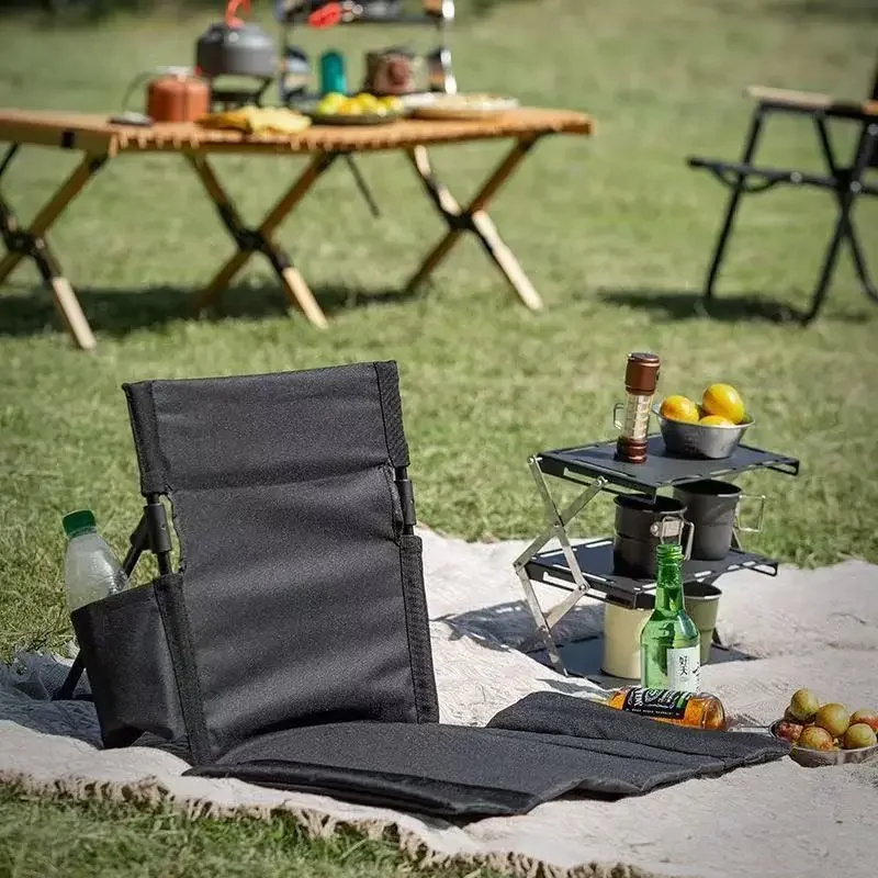 

Складной пляжный стул, портативный, легкий, многоцелевой, дышащая подушка, спинка, шезлонг с карманами, аксессуары для кемпинга