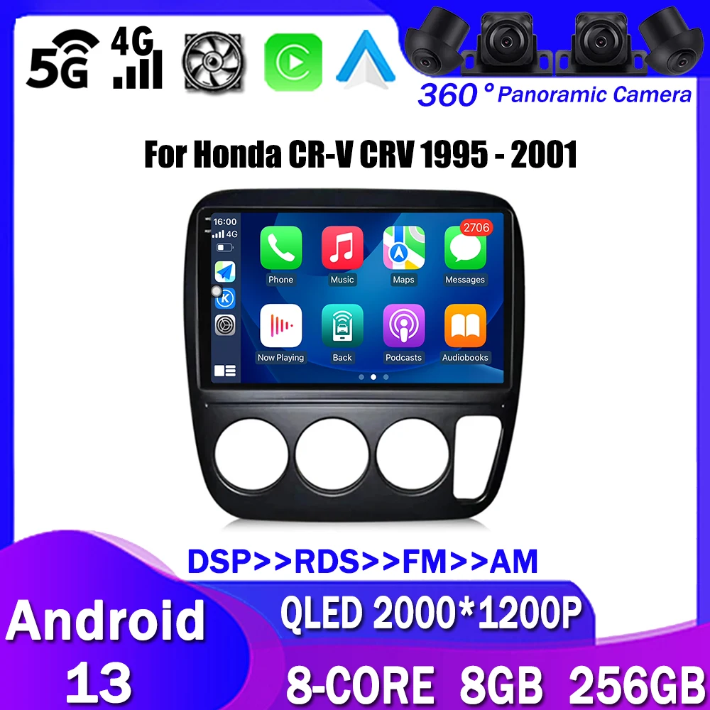 

for Honda CR-V CRV 1995 - 2001 Android 13 Car Radio Multimedia Player Navigation GPS Audio Autoradio Carplay DSP