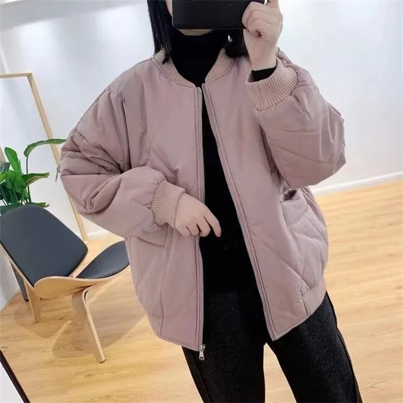 Down Coat Women Winter 2024 New Student Parkas Stand Collar South Korea Jacket Solid Oversize Casual Cotton Padded Outwear Ladie