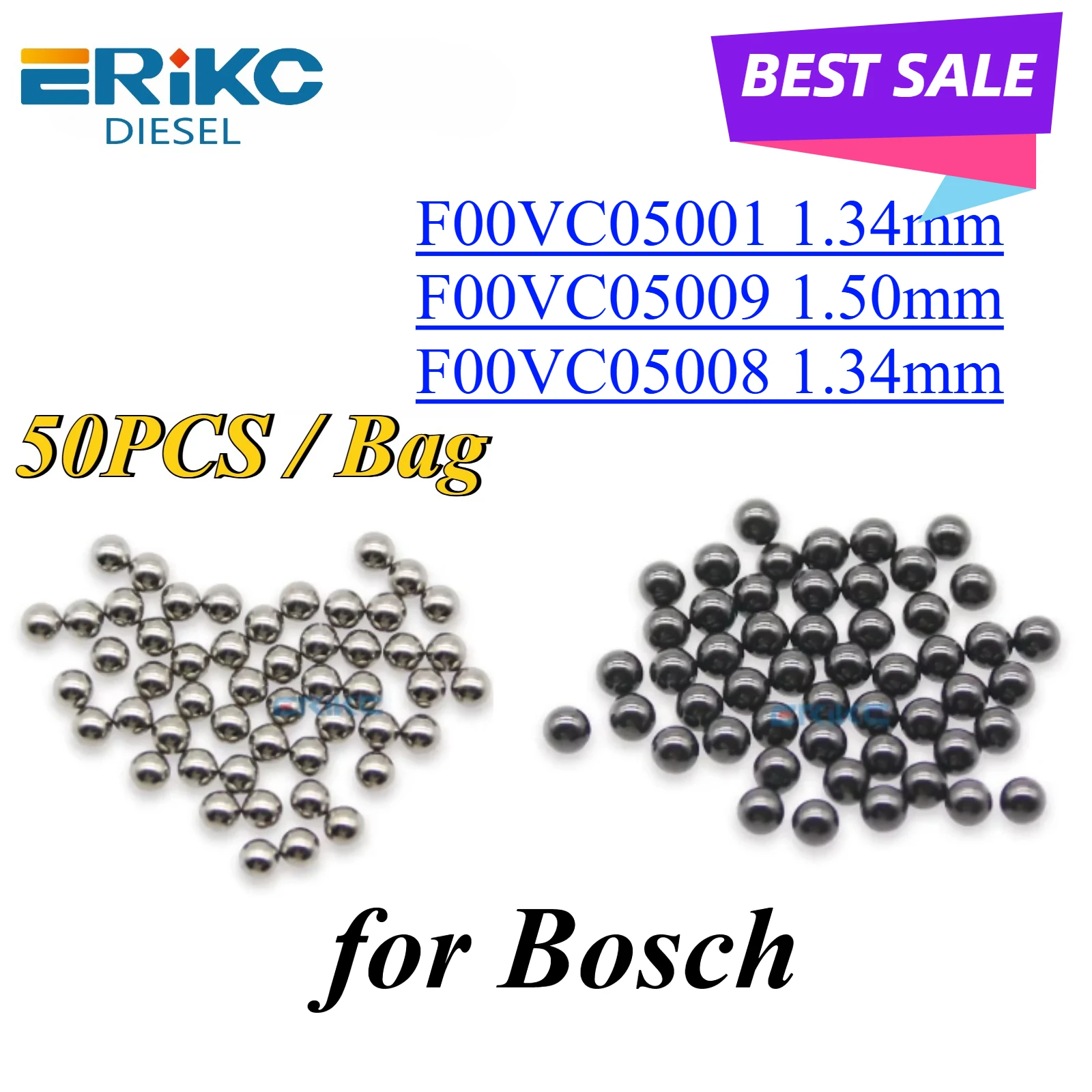 

F00VC05008 Керамический шарик F00VC05001 1,34 мм Дизельный комплект для ремонта клапана форсунки Стальной шарик F00VC05009 1,5 мм для форсунки распылителя Bosch