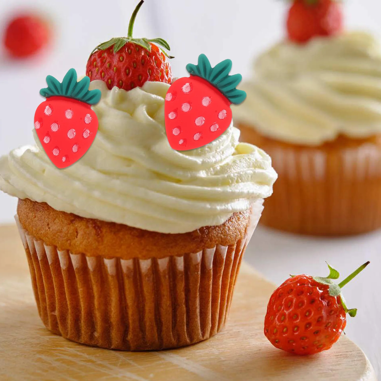 

30Pcs Vibrant Strawberry Cake Toppers Safe Non-Edible Decor for Themed Celebrations Summer Picnic Dessert Table Supplies