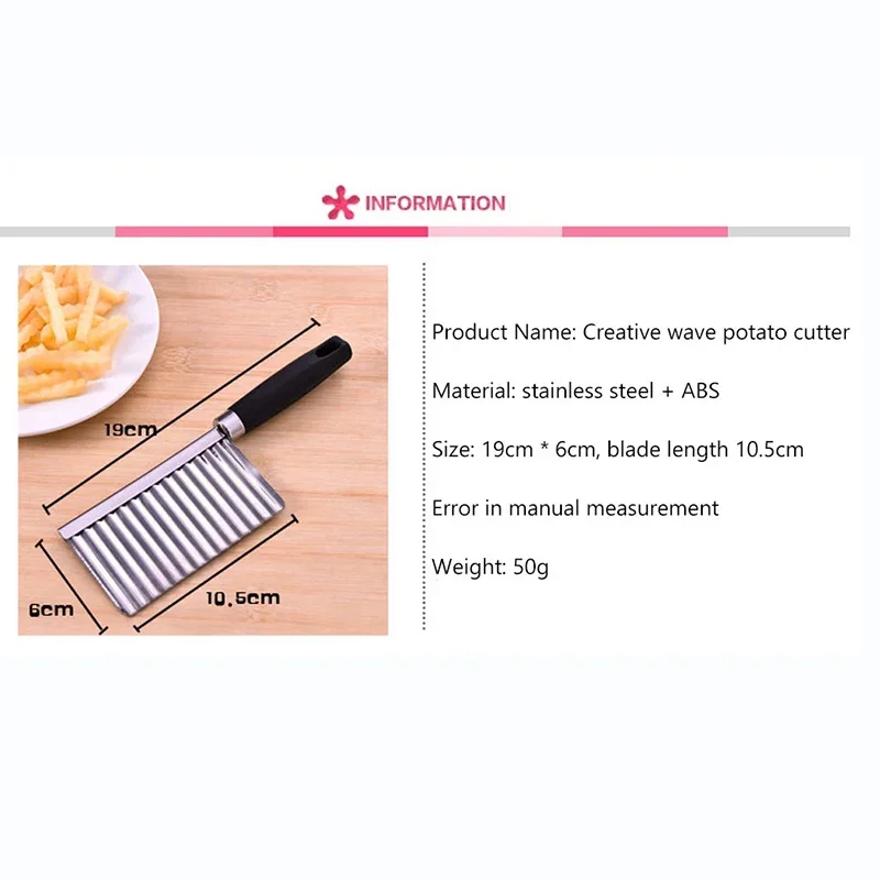 Stainless Steel Wavy Knife Potato Chip Slicer Dough Vegetable Fruit Chopper French Fry Maker Tools Cooking Kitchen Potato Cutter