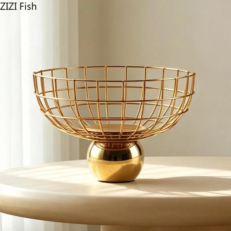 Simple Golden Fruit Basket High Footed Snack Plate Fruit Plate Storage Basket Ornament Candy Dish Storage Tray Dessert Plates