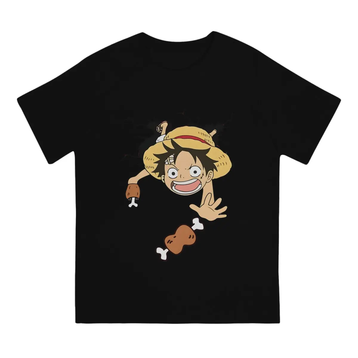 One-Pieces Anime Luffy Kid Meat Catching T Shirt Punk Men Tees Summer Clothing Polyester O-Neck TShirt