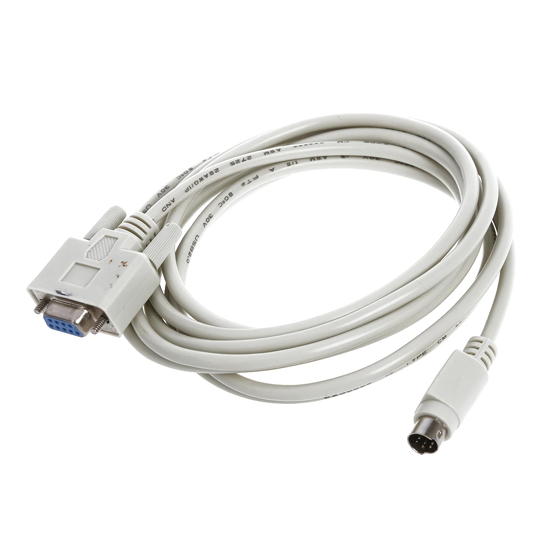 DB9P to 8P Mini Din RS232 Download Cable White 8.2 Ft for PLC DVP-EH