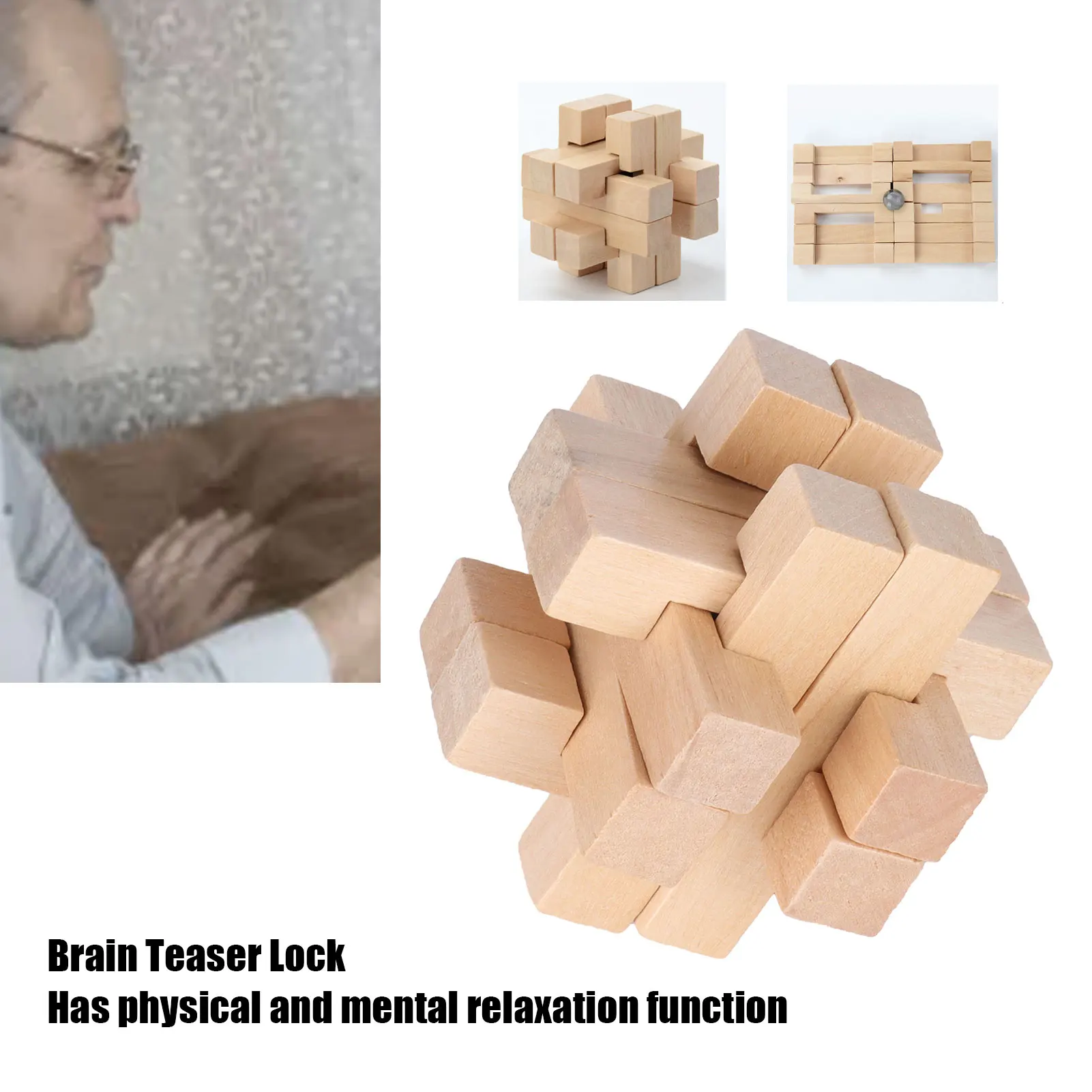 Intelligent Brain Teaser Intelligent Jigsaw Lock Toy Wooden Interlocking Puzzles Game Toy Adult Brain Teaser Toy