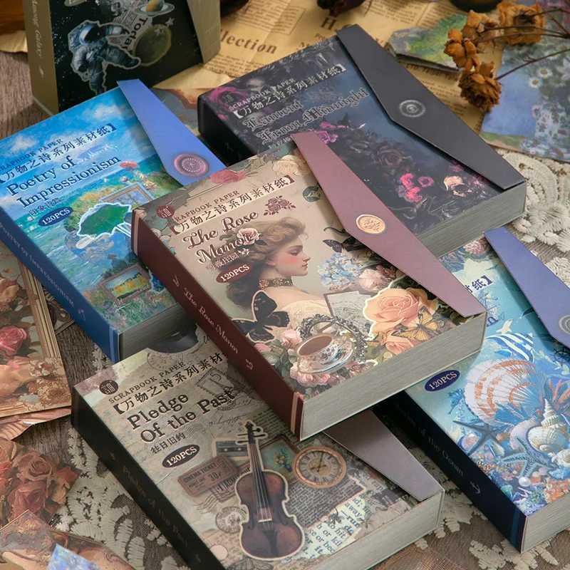 Mr. Paper, 120pcs，Retro Flower Girl Theme Base Decoration Landscape Material Paper, Scrapbook Notebook Diary Decoration Material