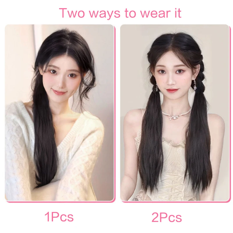 Aosiwig Long Braids Ponytail Extension Rubber Band Pony Tail Braing Hair Pieces Natural Black Brown Hairpiece For Daily Women