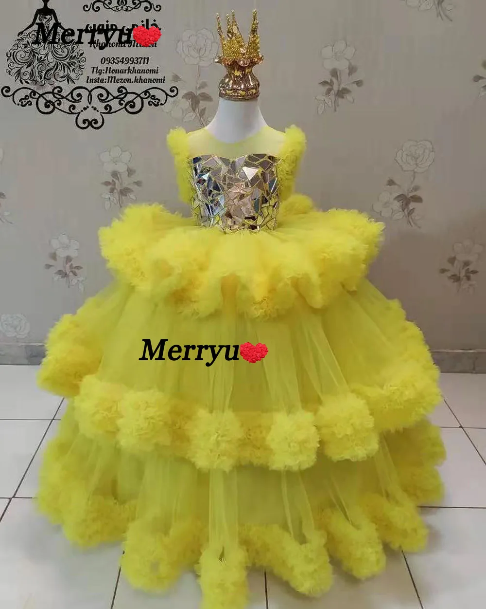 Luxury Beaded Flower Girl Dresses for Wedding Ruffles First Communion Dress Cute Baby Party Dresss Girls Pageant Ball Gown