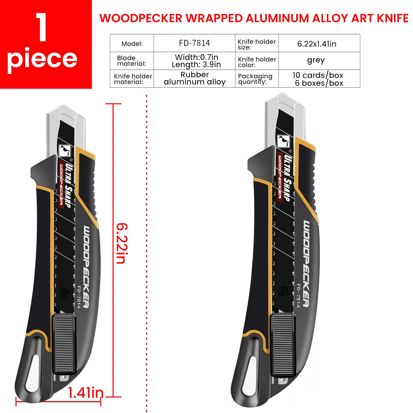 Imagem -04 - Woodpecker Black Blade Utility Knife Atualização 18 Milímetros Wallpaper Knife Liga de Alumínio Bloqueio Automático sem Sacudir Art Supplies Tool