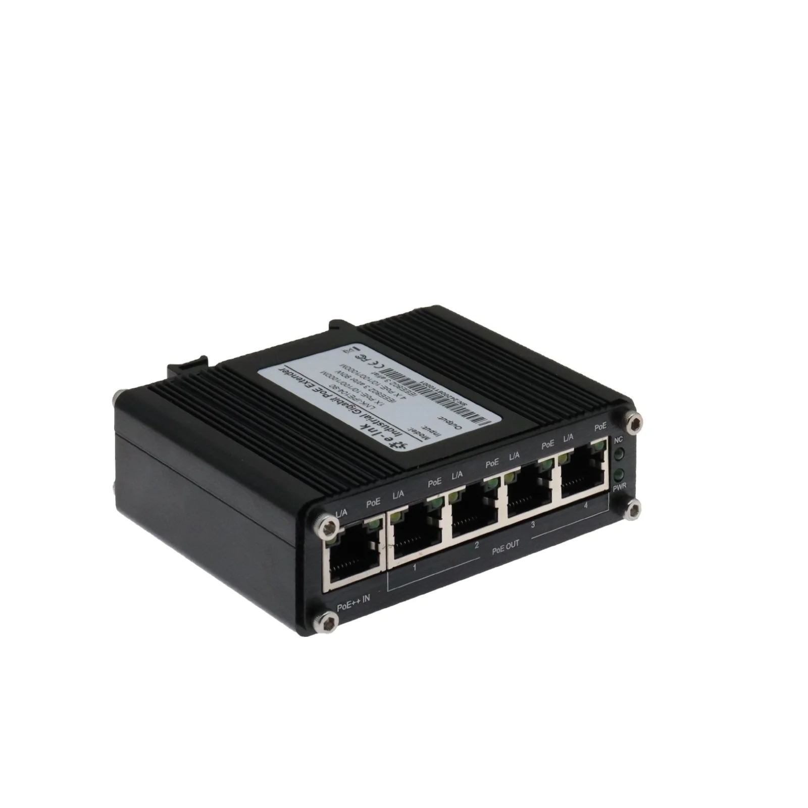Industrial Gigabit PoE Extender with 50~57V DC Input Power 90W  DIN-Rail and Wall Mount for CCTV