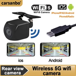 Car Wifi5 Camera Wireless Car Rear View Reverse Backup Camera Front view Camera USB Power Supply 5V  Wireless Reversing Camera