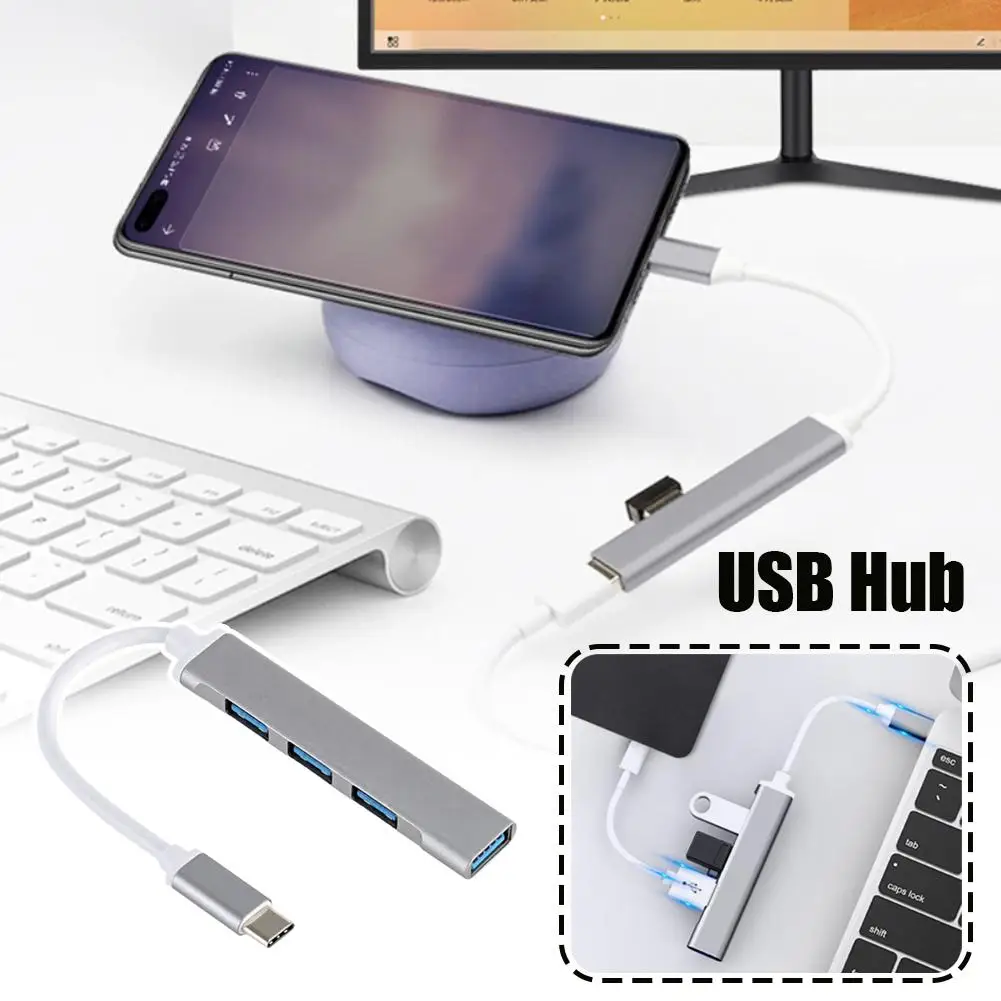 Portable Usb Type C Hub 4 Ports Usb 3.0 Data Hub Adapter Plug And For 13 15 Air Pro Pc Computer J0g7