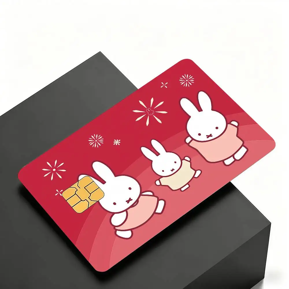 Niedliche M-Miffy Kreditkarten-Skin-Cover-Aufkleber 4 Stück Folien Bus-Pass Vorderseiten-Dekoration Bank-Debit-Karten Wasserdicht – Detail 28