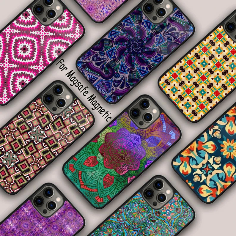 Bohemian Hippie Mandalas Magnetic Phone Case For APPLE iPhone 16 14 13 12 11 Pro Max 15 Plus Wireless Charge With MagSafe Cover