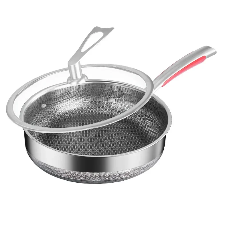 

32cm Non stick wok Steak pan 316 Stainless steel Frying pan pots and pans set Home cookware gas induction cooker universal