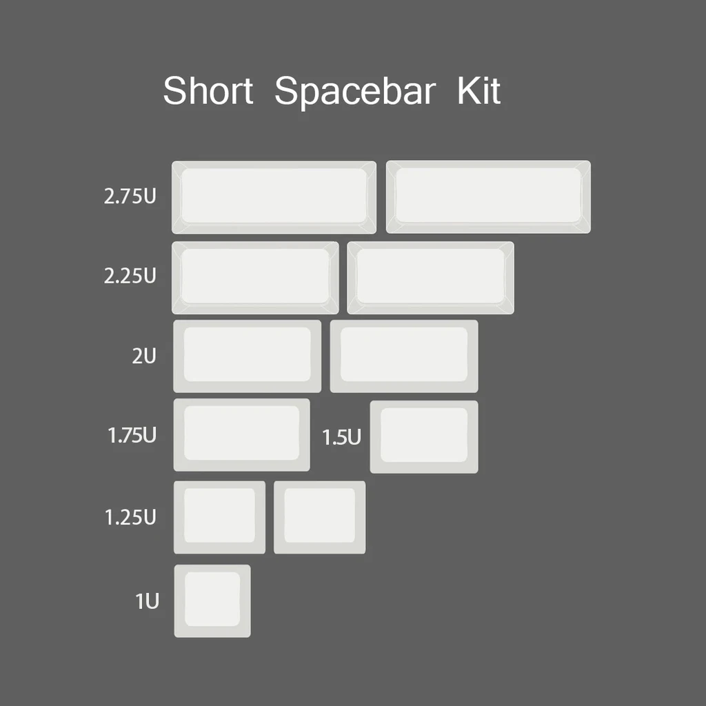 Geekark DYE SUB PBT Cherry Profile Short Spacebar Kit Black/White