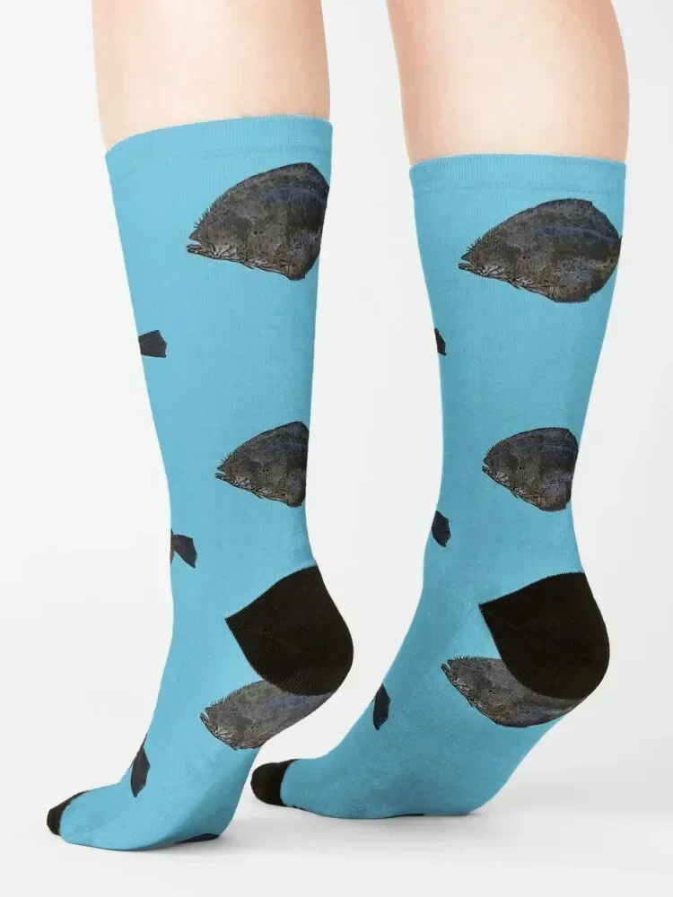 Summer Flounder (Fluke) Black Alternate Print Socks Stockings winter gifts essential bright garter Ladies Socks Men's