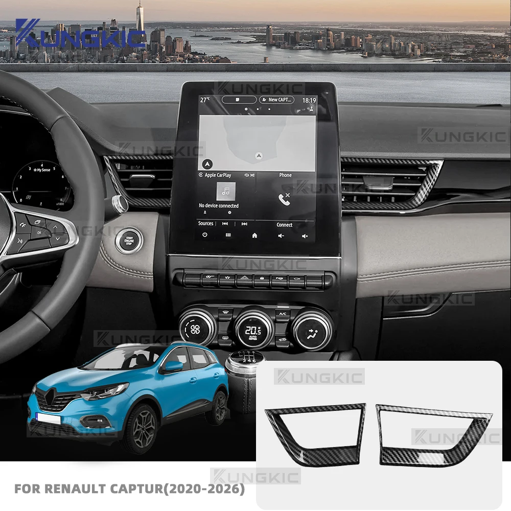 Dashboard Air Vent Frame Trim Carbon Fiber Texture For Renault Captur 2020-2026 Left Right Side Outlet Cover LHD Car Accessories