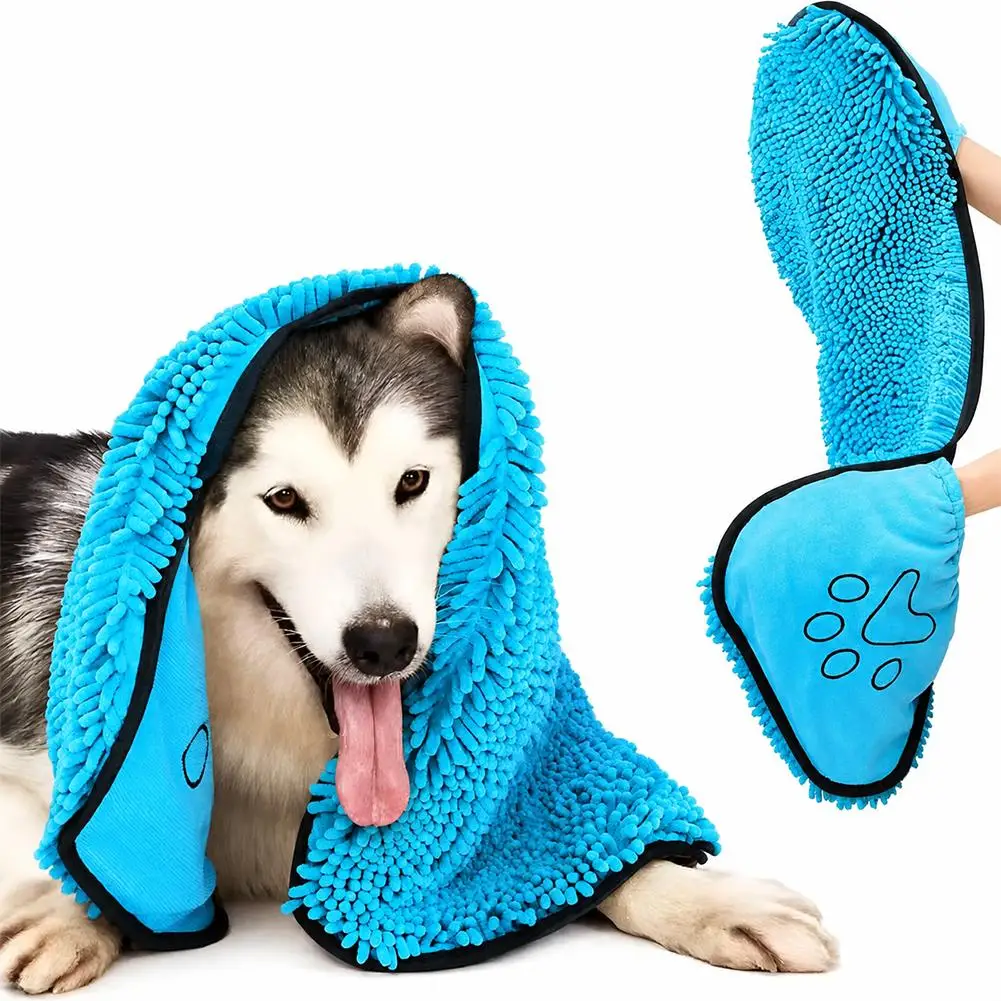 Super saugfähiges Haustier-Badetuch, schnelltrocknende Katzenhandtücher, praktischer weicher Bademantel, Trocken-Reinigungstuch für Haustiere, Hundezubehör – Detail 3