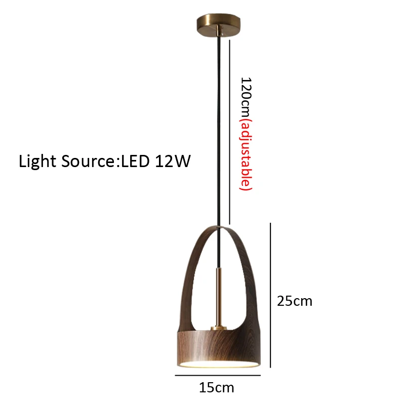 Nordic Dining Room Bar Wood Grain Look Café Creative Pendant Lamp Hotel Living Room Bedroom Bedside Hanging Light