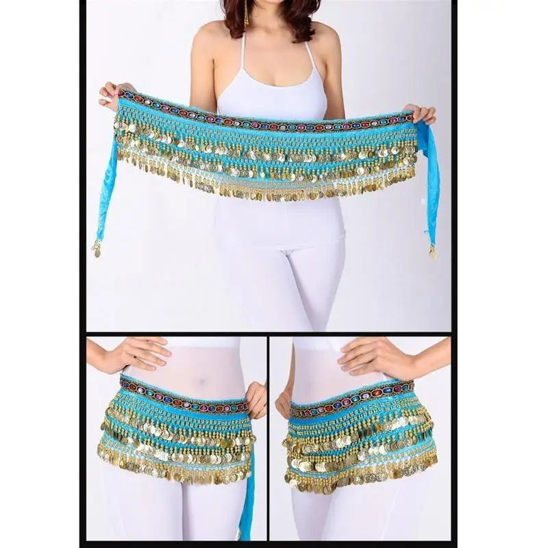 39BD Women Belly Dance Tance Hip Scali Spódnica Tańca Tańca Złote Monety