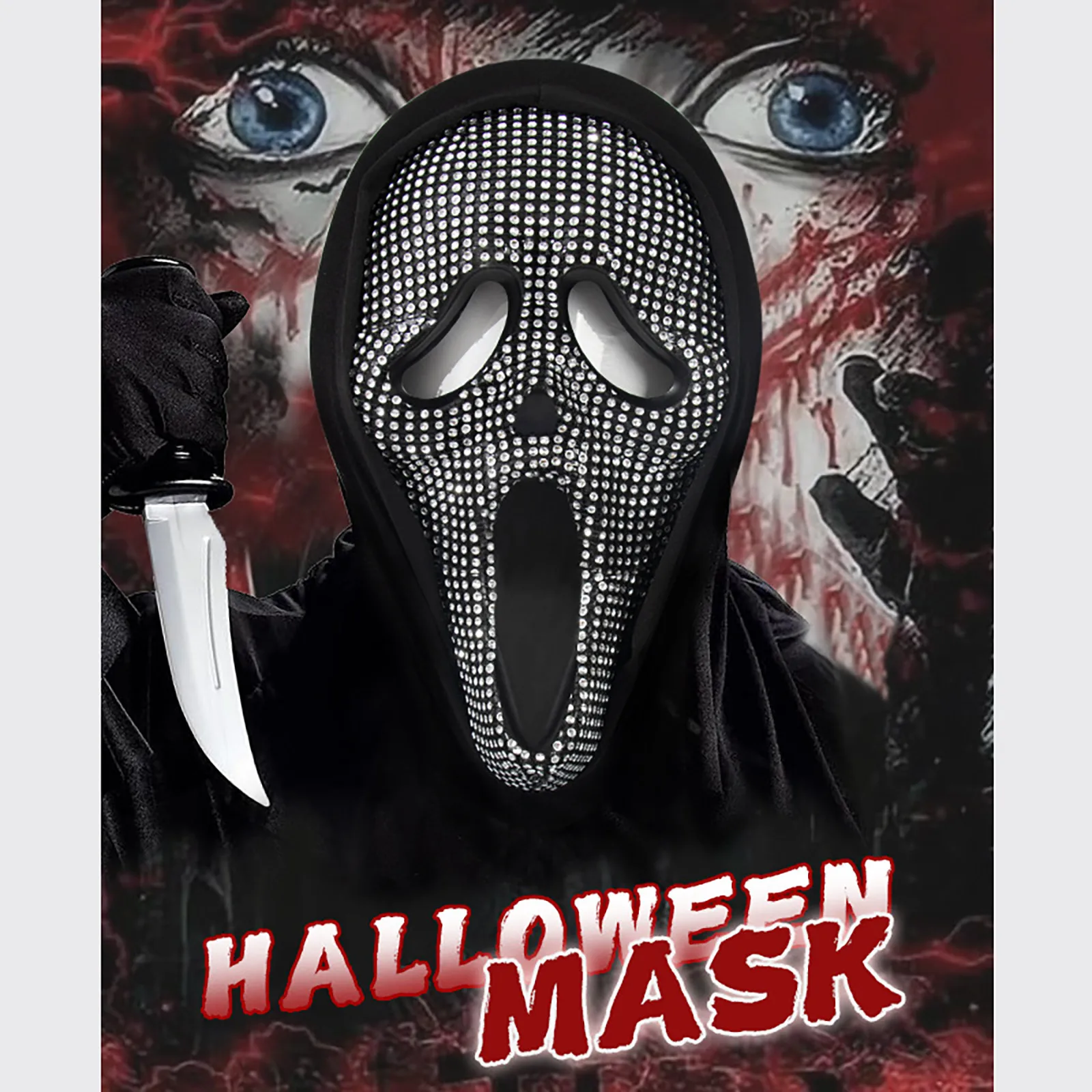

Halloween Mask Ghost Face Full Accessory Horror Ghost Face Mask Halloween Decoration Horror Costume Prop Full Face Mask