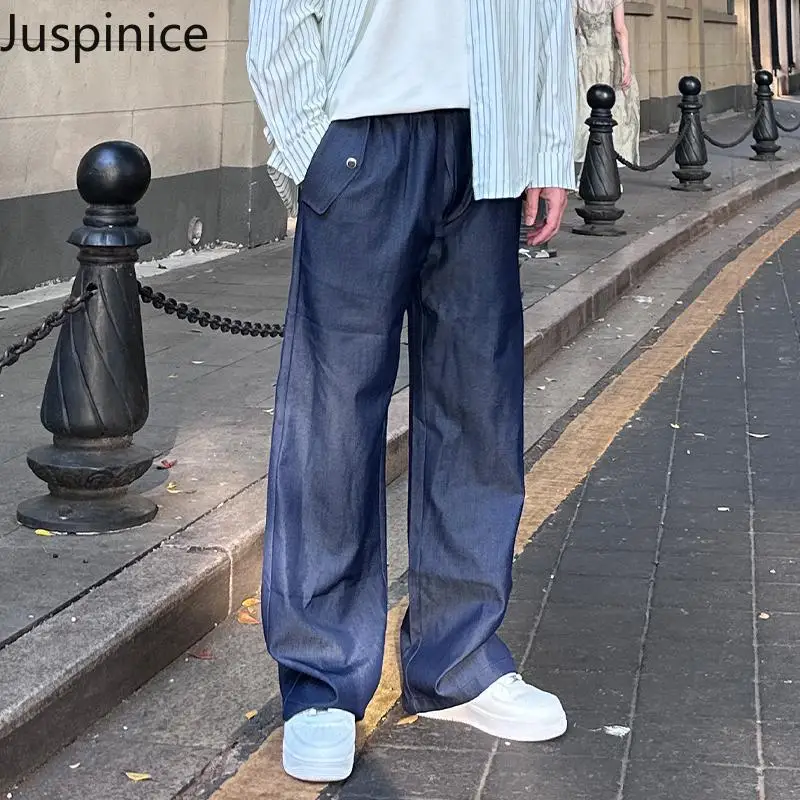 

Spring Autumn Large Size Drape Pants Fashion Men's Casual Loose Straight Silhouette Black Wide Leg Trousers Male Clothes