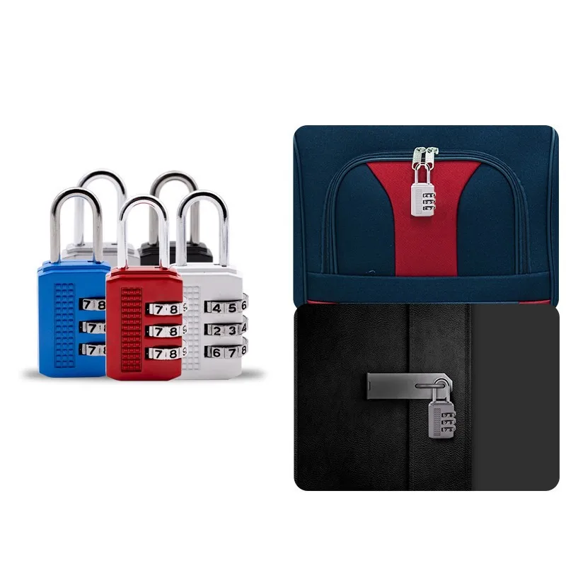 Mini Luggage Password Lock, Zinc Alloy 3-Digit Password Combination Lock, Gym Cabinet, Trolley Case Zipper Padlock