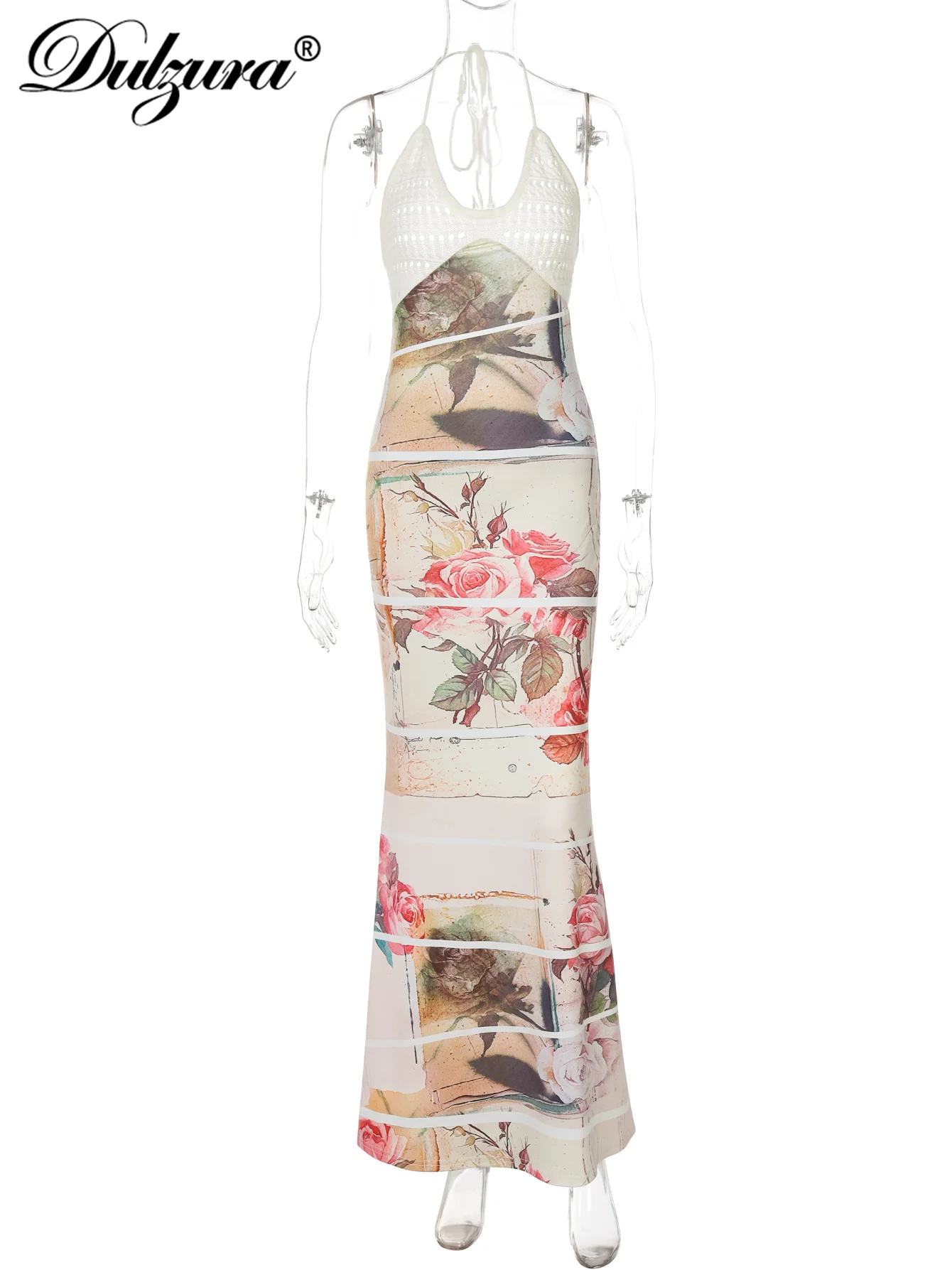 Dulzura Letnia Najnowsza Moda Seksowna Sukienka na Ramiączkach z Odkrytymi Plecami, Sznurowana, z Nadrukiem, Elegancka, Casualowa, Wyszczuplająca Sukienka z Wełnianymi Wstawkami
