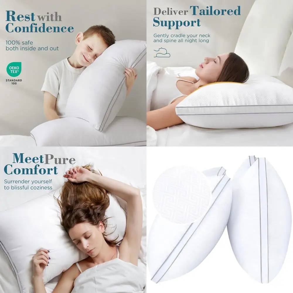 

Pair of Cooling Gusseted Pillows, Ideal for Side, Back, and Stomach Sleepers, White
