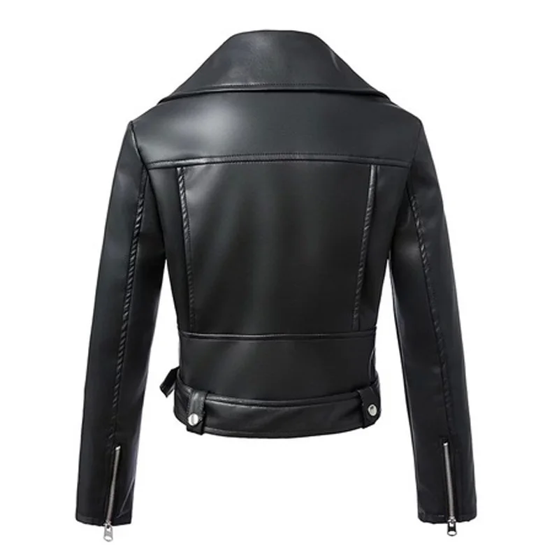 سترة جلدية مصنوعة من مادة البولي يوريثان على الطراز الأوروبي والأمريكي، سترة نسائية قصيرة عصرية جديدة