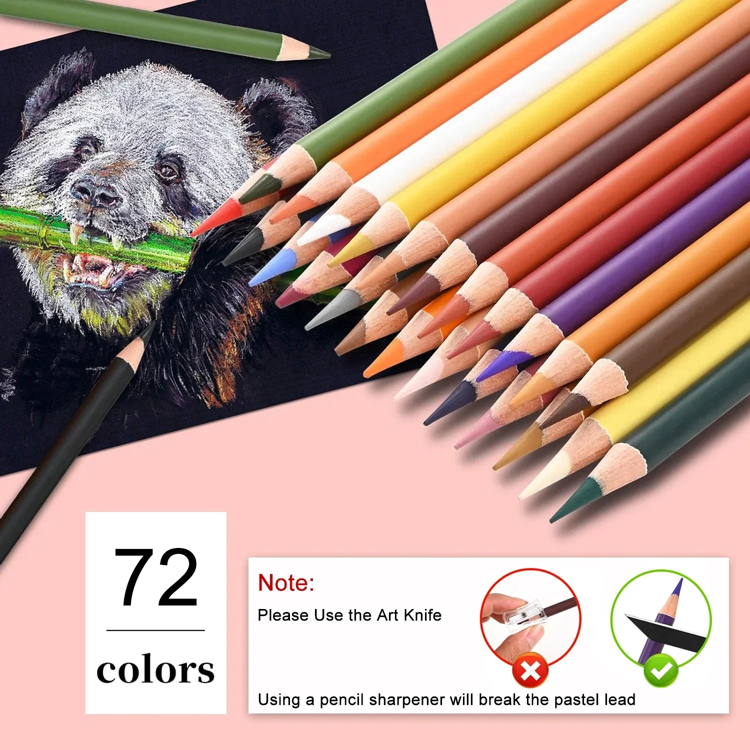 Lápices de Colores Pastel Pro Chalk, Juego de 24/72 Colores, Lápices de Carbón para Dibujar, Bocetar, Colorear y Sombrear