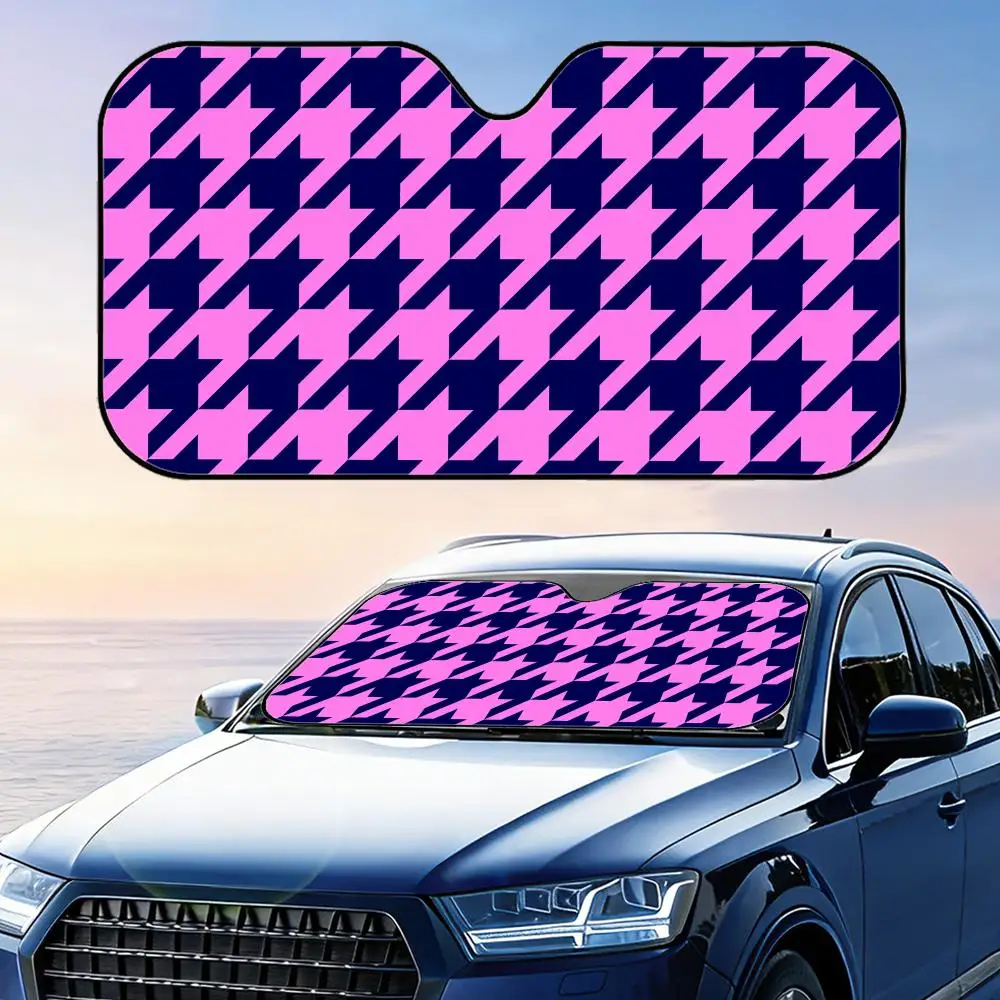 

Солнцезащитный козырек с узором «гусиная лапка», многоразовый, из алюминиевой фольги, для автомобиля, защита от УФ-излучения, теплоизоляция, накидка на лобовое стекло