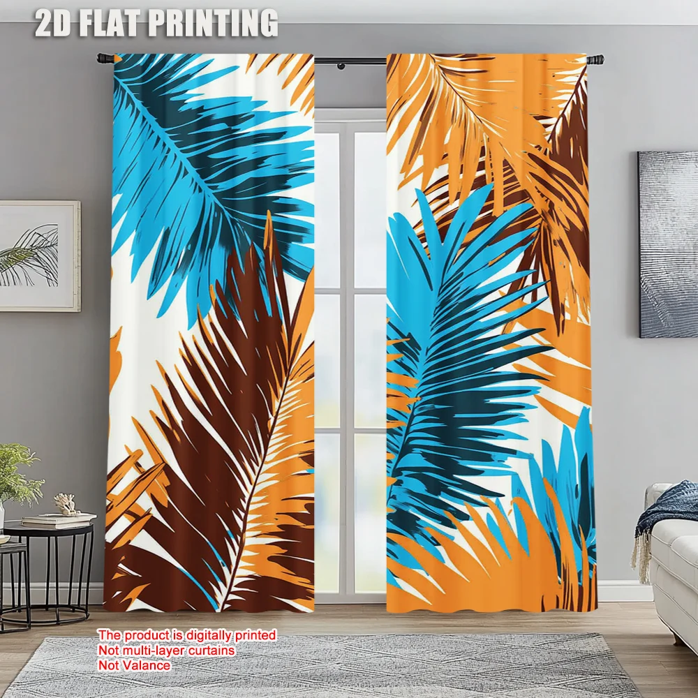 

2pc, Window Drapes Tropical Leaves Durable Polyester,Without Electricity Versatile Suitable for Living Room, Outdoor Decor