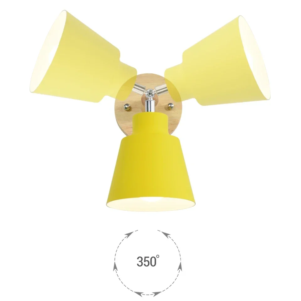 

Nordic Wooden Wall Light Indoor DIY E27 EU/UL Plug 350° Rotatable 6 Colors Temperature Lighting for Living Room Bedroom Aisle