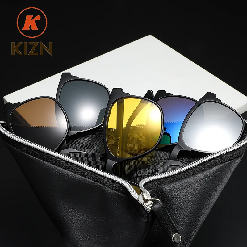 KIZN 스포츠 맞춤형 근시 처방 선글라스 남자 자석 차양 편광 된 클립 태양 안경 안경 프레임 여성 -0.5
