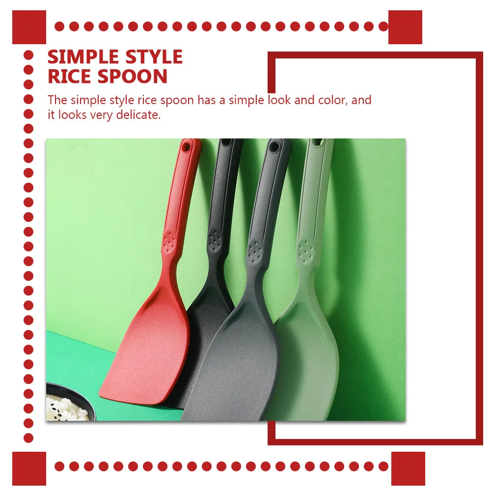 

Silicone Rice Spoon Heat Resistant Spoon Red Silica Gel Scoops Kitchen Tool Non stick Spatula Stainless Steel Cookware