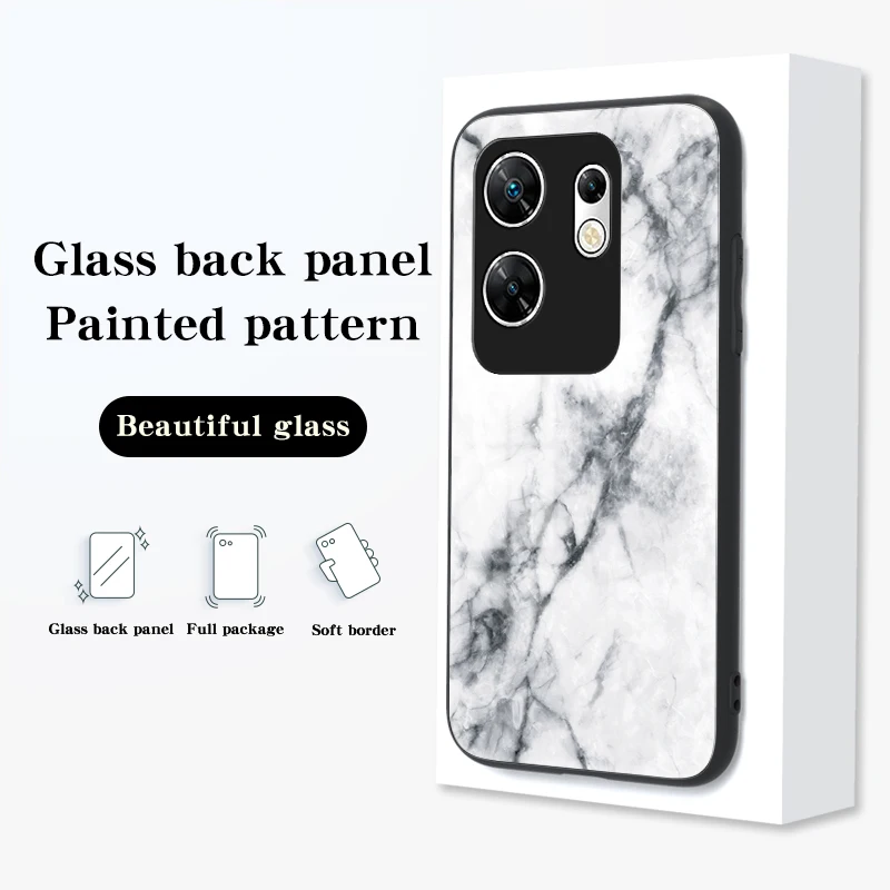 Tempered Glass Case For Infinix Zero 30 4G Marble Grain Hard Phone Back Protection Cover Bumper For Infinix Zero30 4G image 3