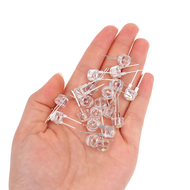 

20 шт. светодиодов 8 мм типа «соломенная шляпа», белый холодный свет, 0,75 Вт, с большими чипами, F8MM, мощный светоизлучающий диод